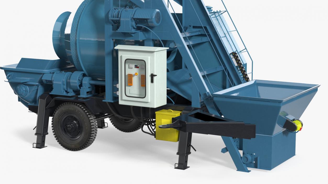 3D model Cement Pump Mixer with Electric Engine Rigged