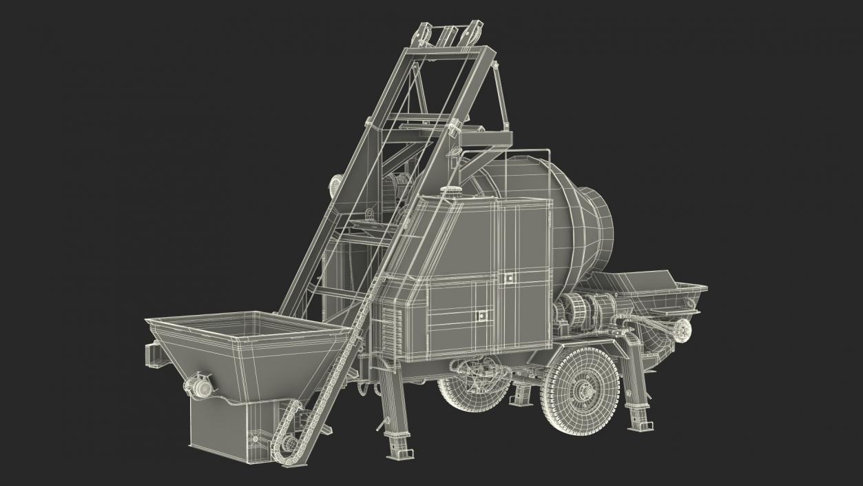 3D model Cement Pump Mixer with Electric Engine Rigged