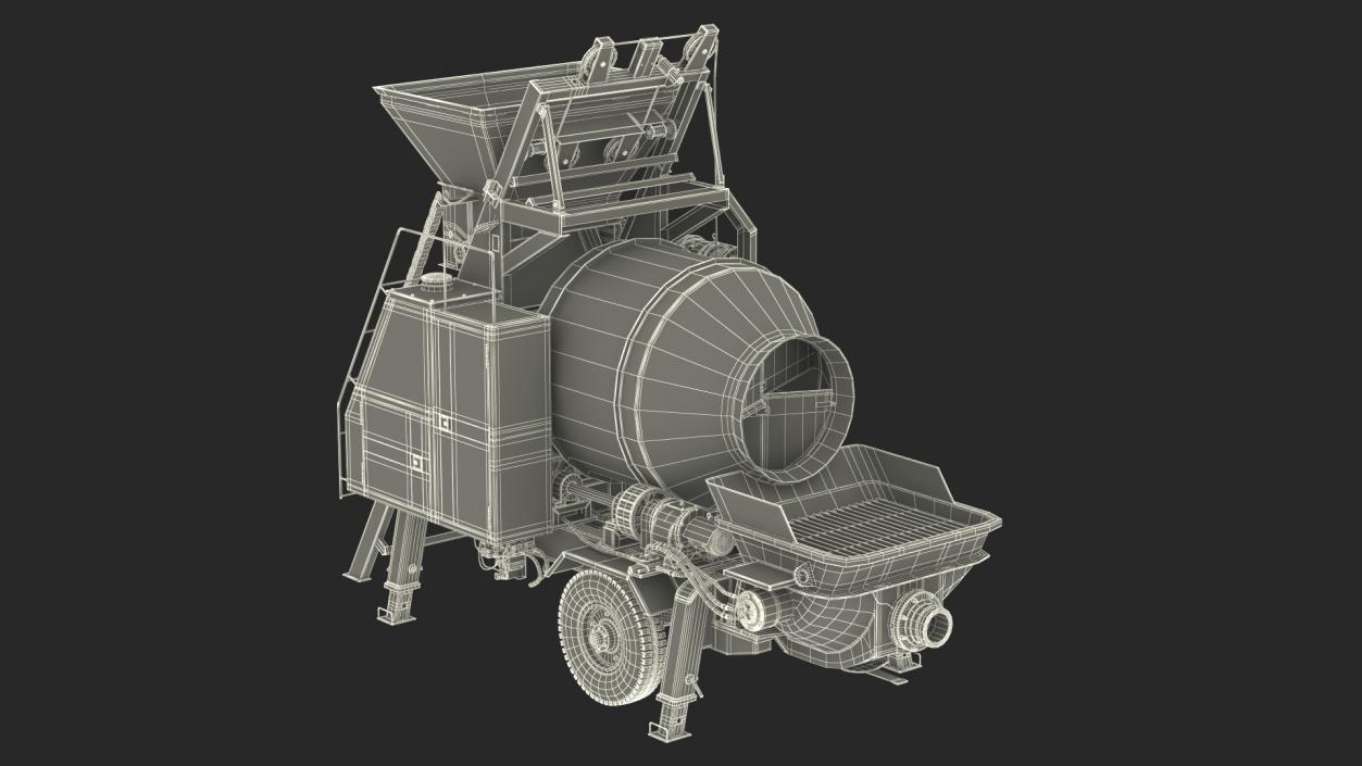 3D model Cement Pump Mixer with Electric Engine Rigged