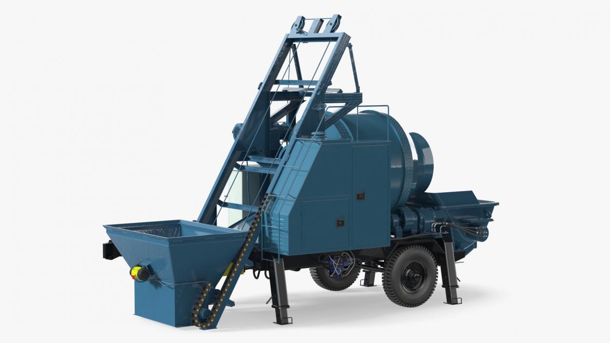 3D model Cement Pump Mixer with Electric Engine Rigged