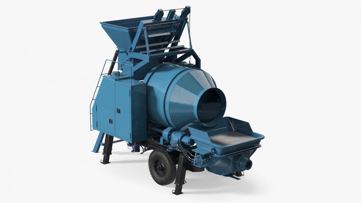 3D model Cement Pump Mixer with Electric Engine Rigged