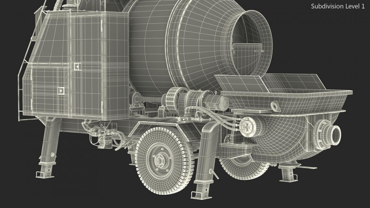 3D model Cement Pump Mixer with Electric Engine Rigged