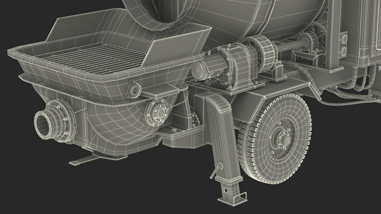 3D model Cement Pump Mixer with Electric Engine Rigged