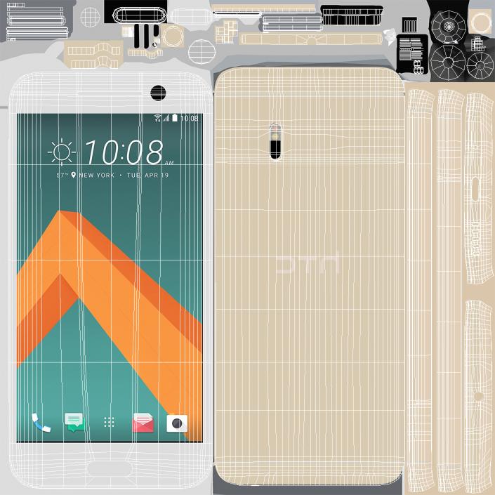 HTC 10 Topaz Gold 3D