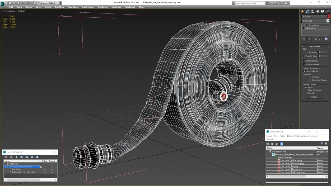 Rolled Up Fire Hose Used 3D model