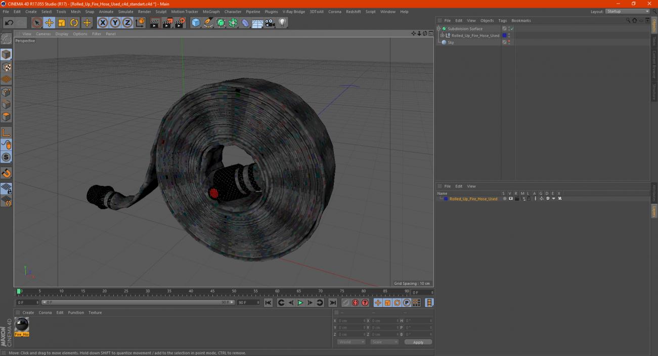 Rolled Up Fire Hose Used 3D model