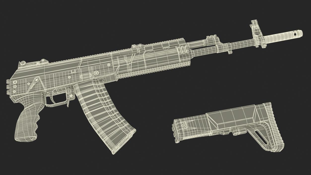 3D Kalashnikov AK-12 2011 with Folded Buttstock New model