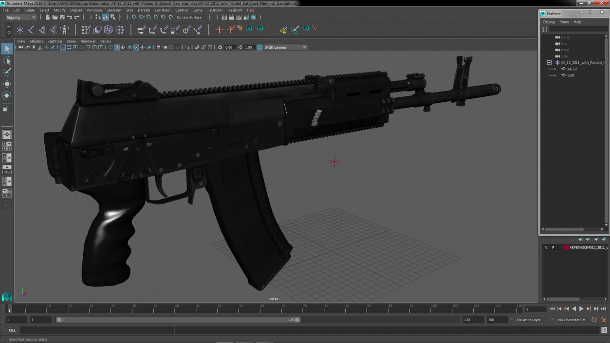 3D Kalashnikov AK-12 2011 with Folded Buttstock New model