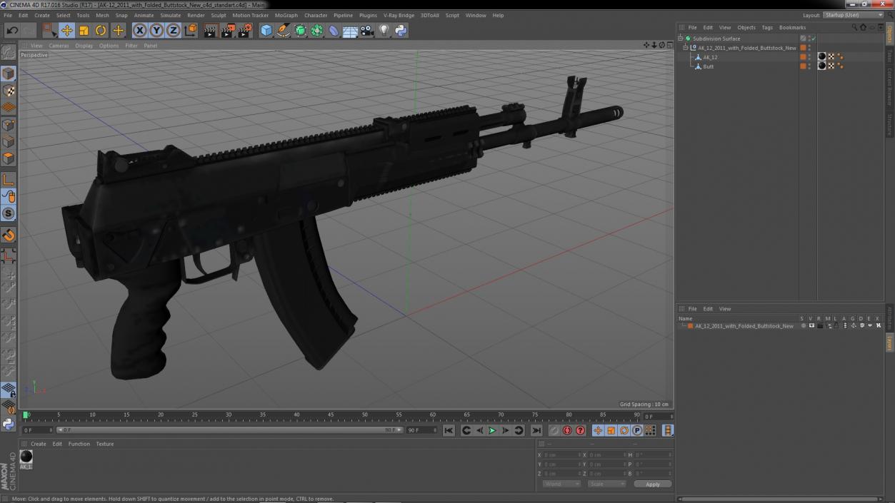 3D Kalashnikov AK-12 2011 with Folded Buttstock New model