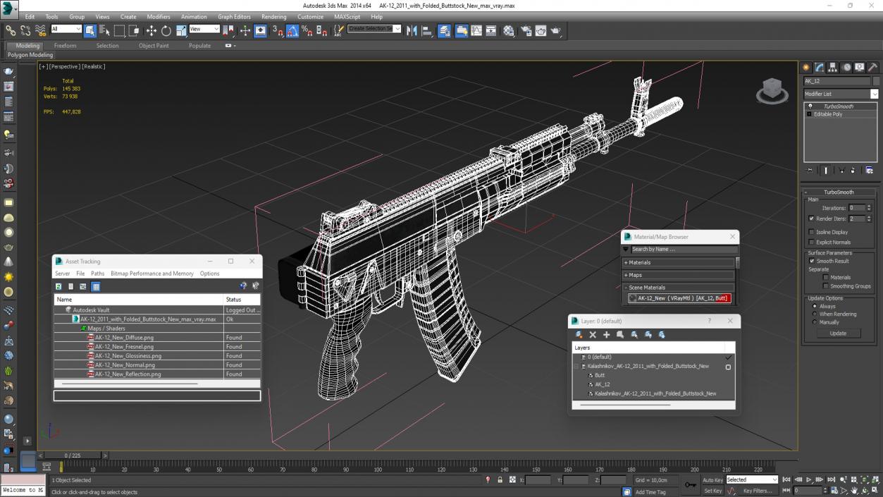 3D Kalashnikov AK-12 2011 with Folded Buttstock New model