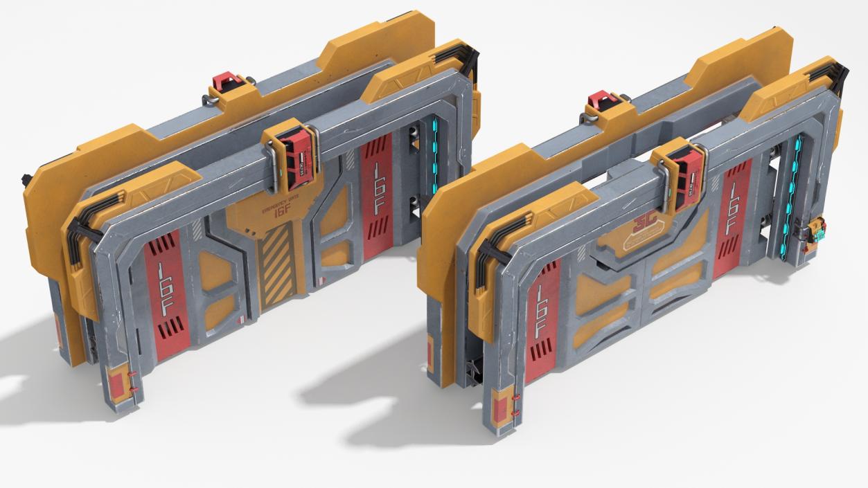 Sci Fi Sliding Blast Doors Rigged Collection 3D model