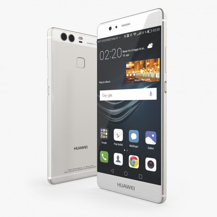 3D Huawei P9 Mystic Silver model