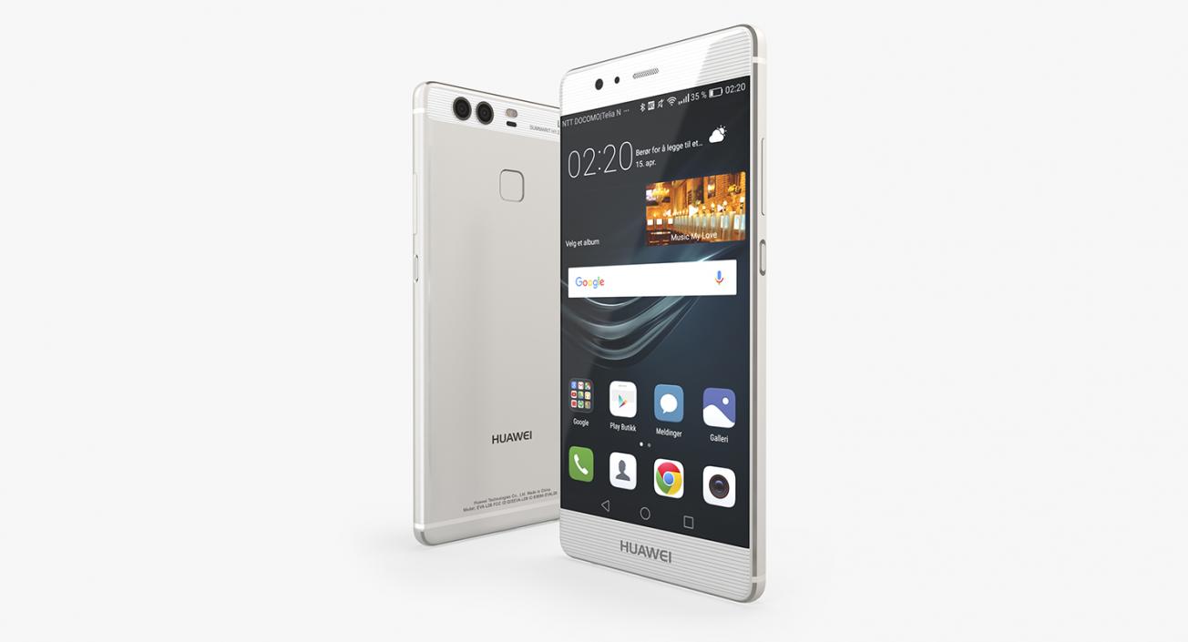 3D Huawei P9 Mystic Silver model