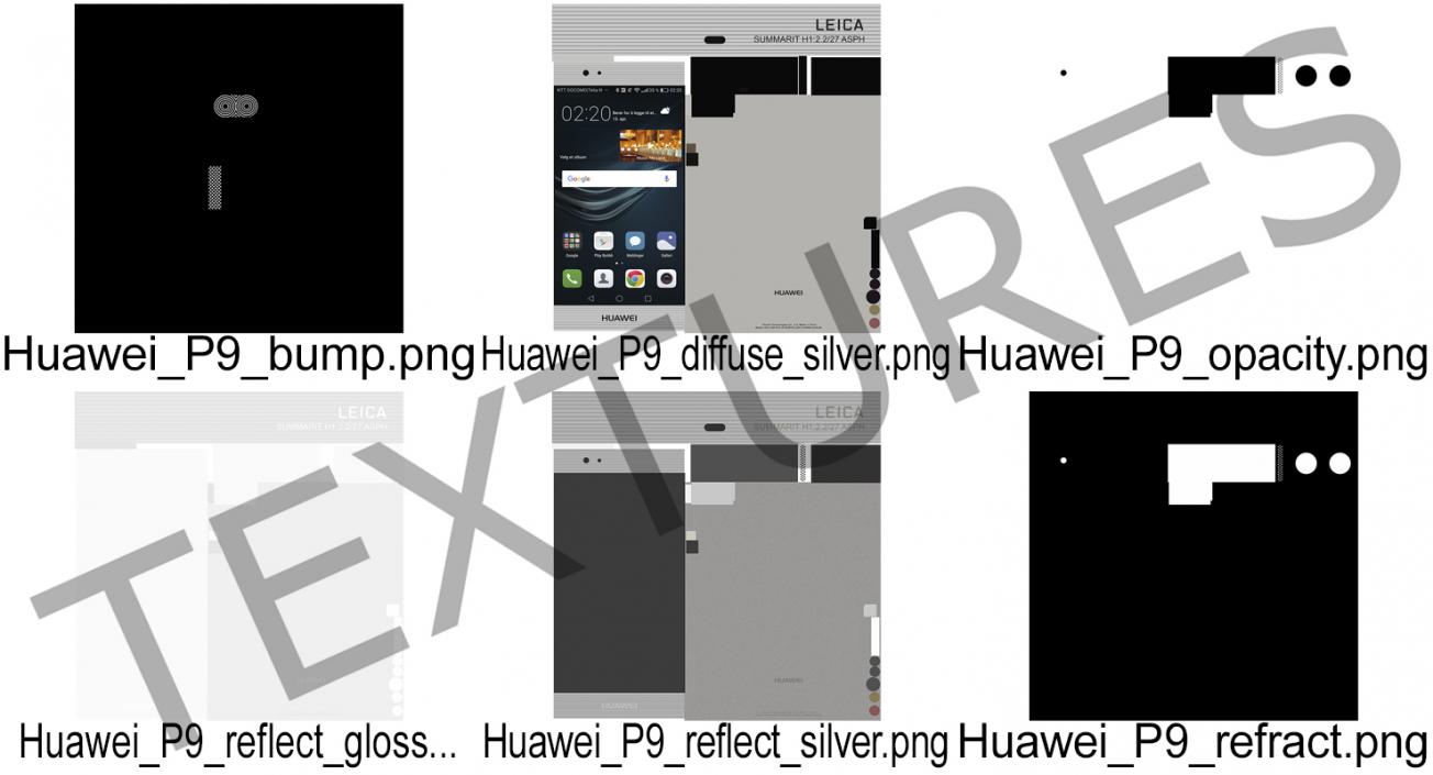 3D Huawei P9 Mystic Silver model