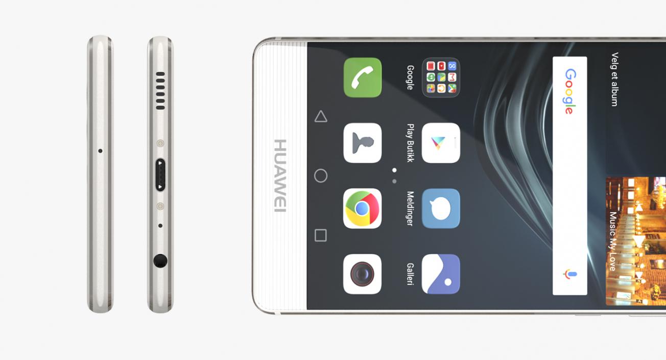 3D Huawei P9 Mystic Silver model