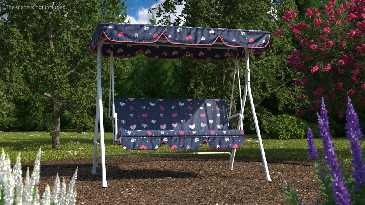 3D Porch Swing Blue Hearts model