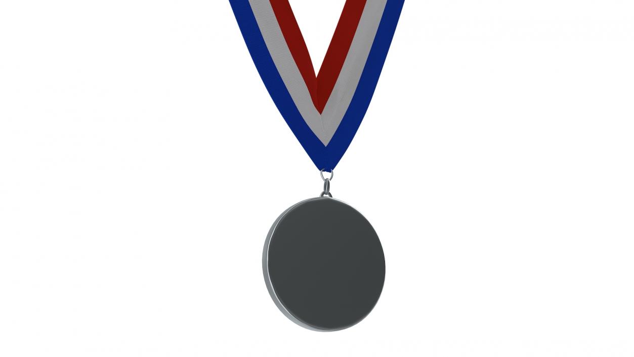 Silver Award Medal with Ribbon 2 3D