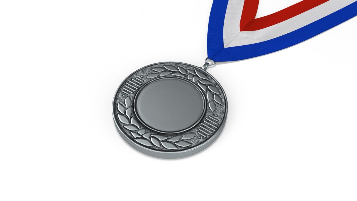 Silver Award Medal with Ribbon 2 3D