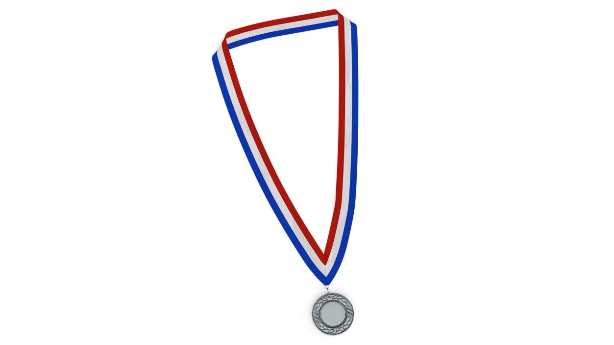 Silver Award Medal with Ribbon 2 3D