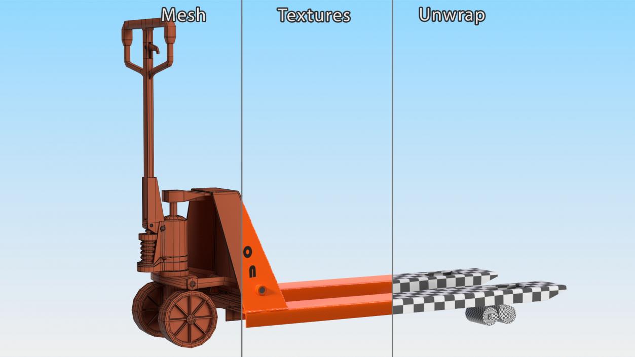 3D Premium Hand Brake Pallet Jack Rigged for Cinema 4D