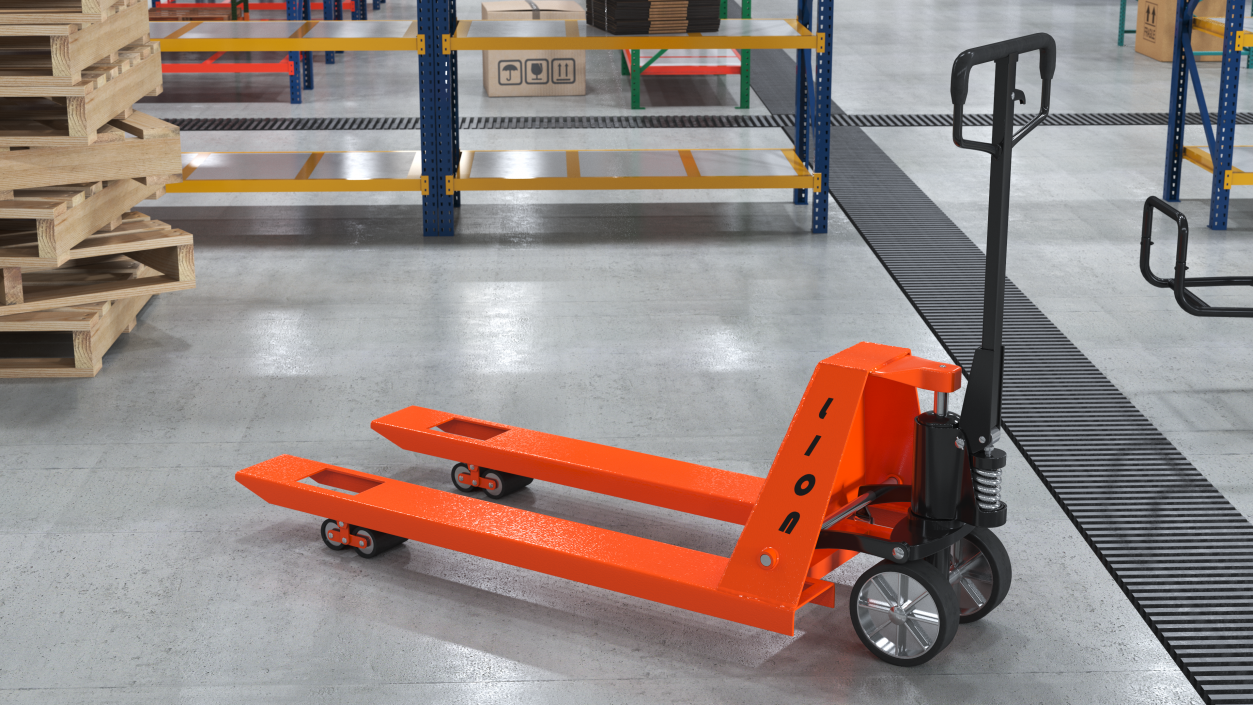 3D Premium Hand Brake Pallet Jack Rigged for Cinema 4D