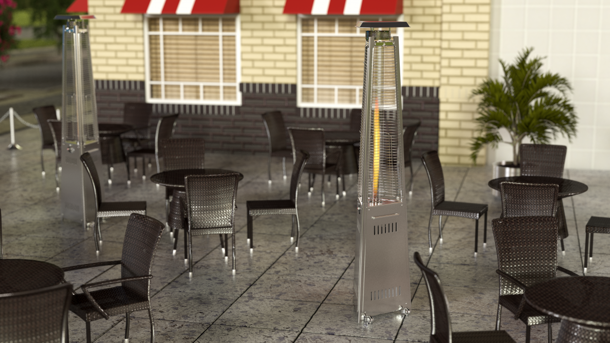 3D Outdoor Pyramid Patio Heater On