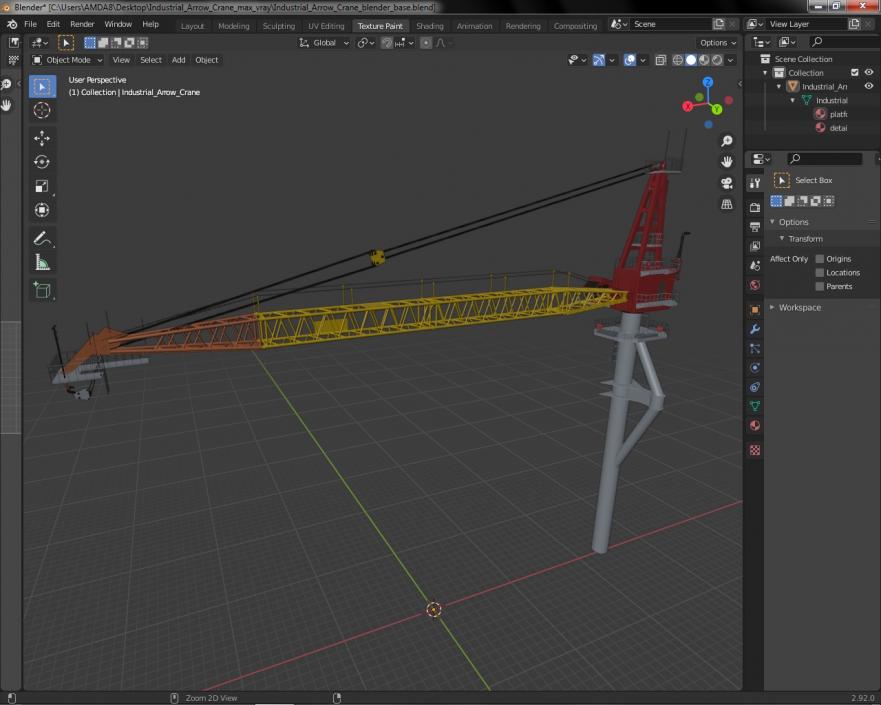 Industrial Arrow Crane 3D