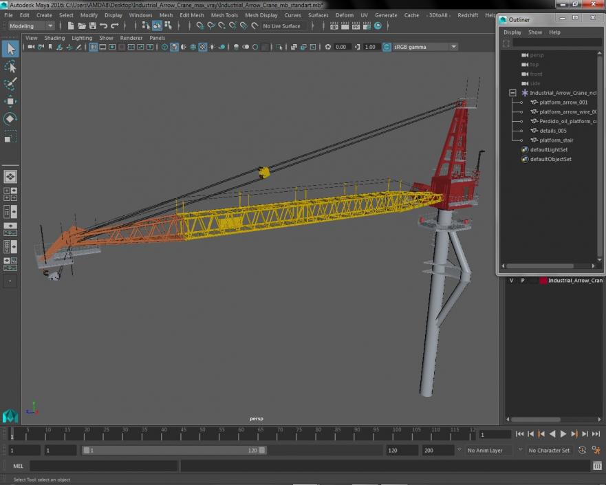 Industrial Arrow Crane 3D