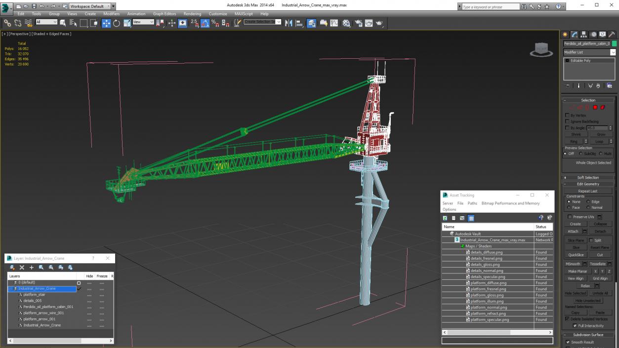 Industrial Arrow Crane 3D