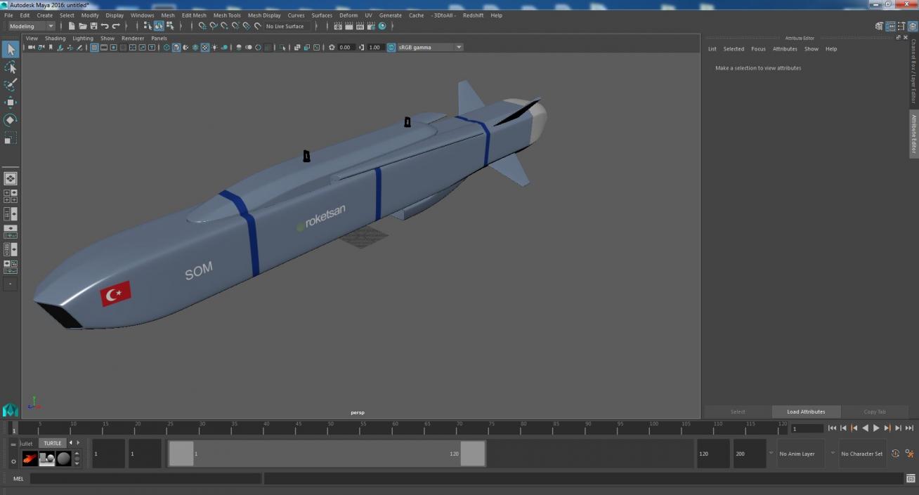 3D model Rocketsan SOM-J Cruise Missile