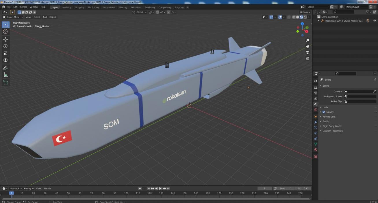 3D model Rocketsan SOM-J Cruise Missile