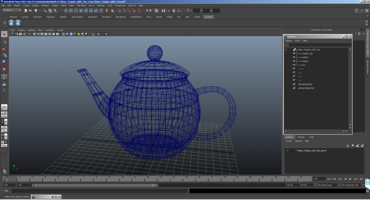 3D model Transparent Empty Glass Teapot