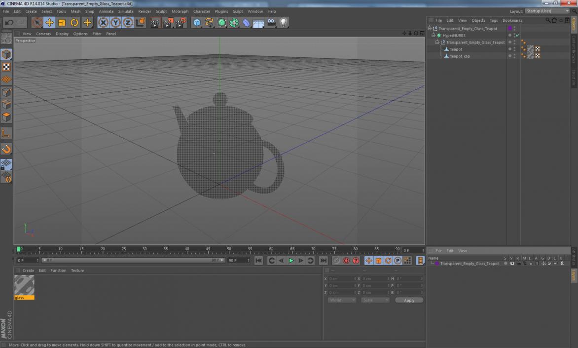 3D model Transparent Empty Glass Teapot