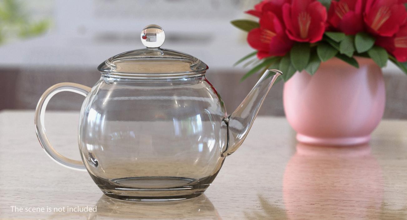 3D model Transparent Empty Glass Teapot