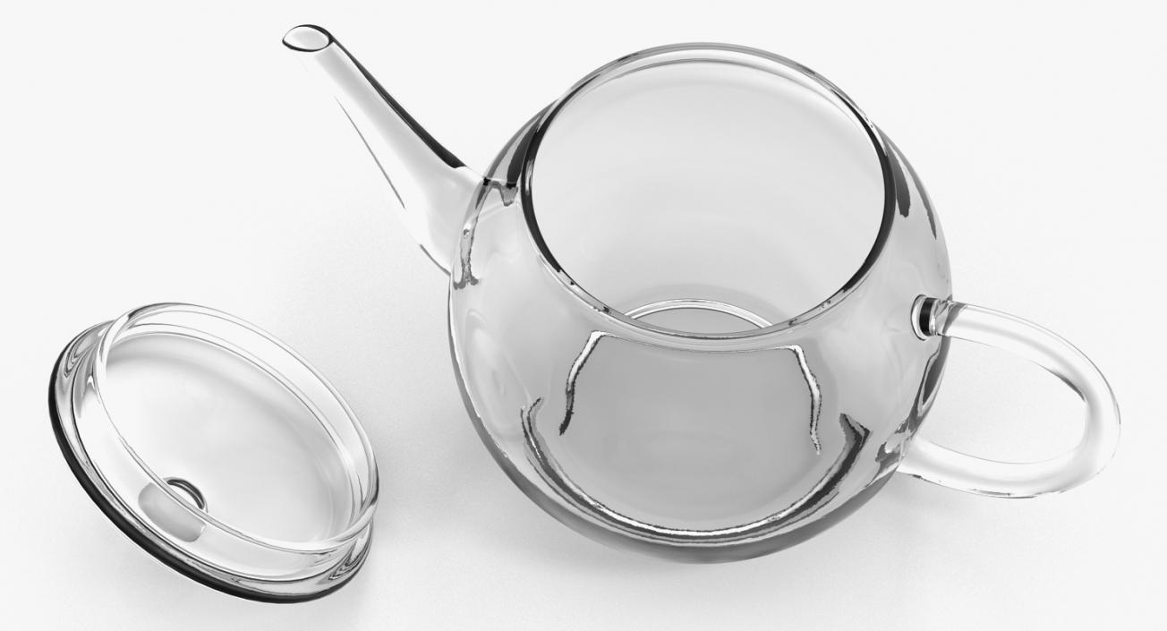 3D model Transparent Empty Glass Teapot