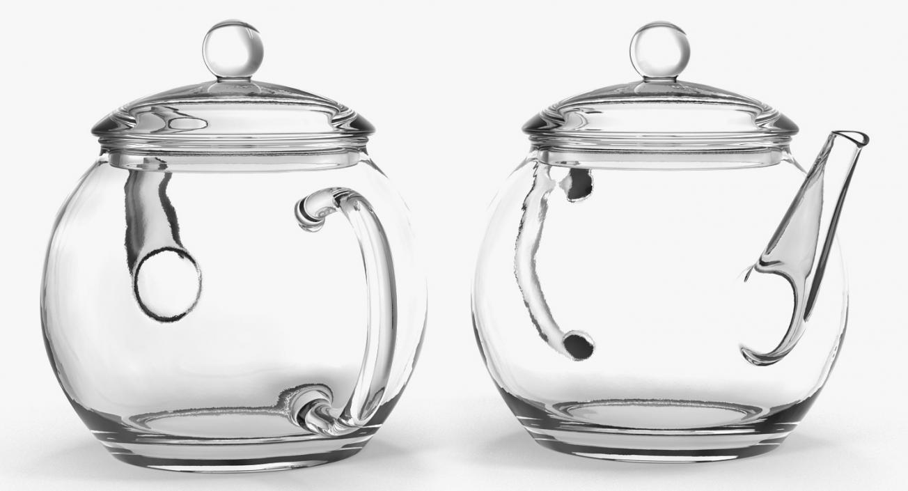 3D model Transparent Empty Glass Teapot