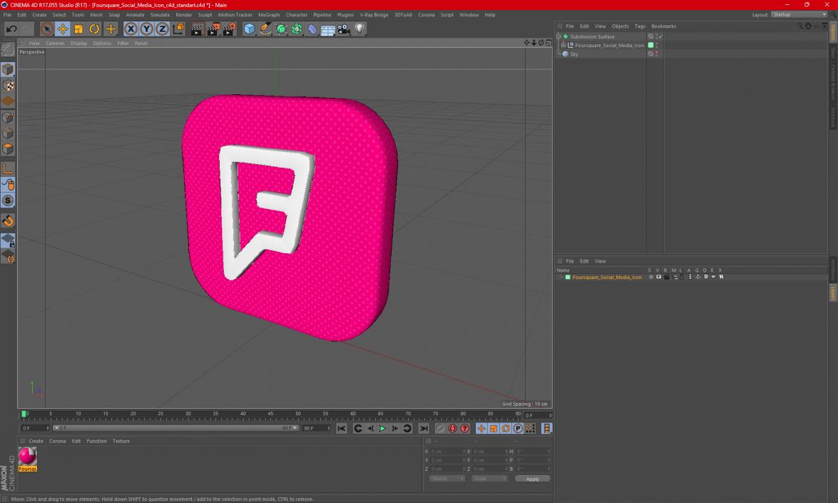 3D model Foursquare Social Media Icon 2