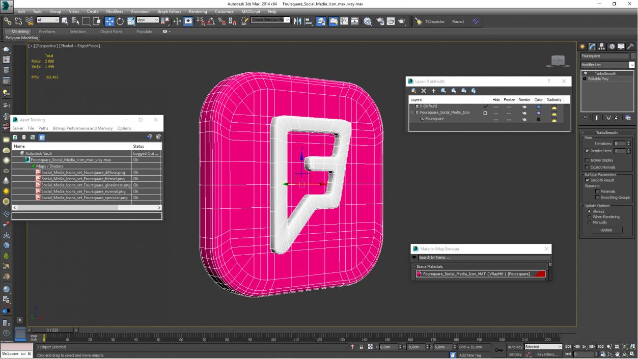 3D model Foursquare Social Media Icon 2