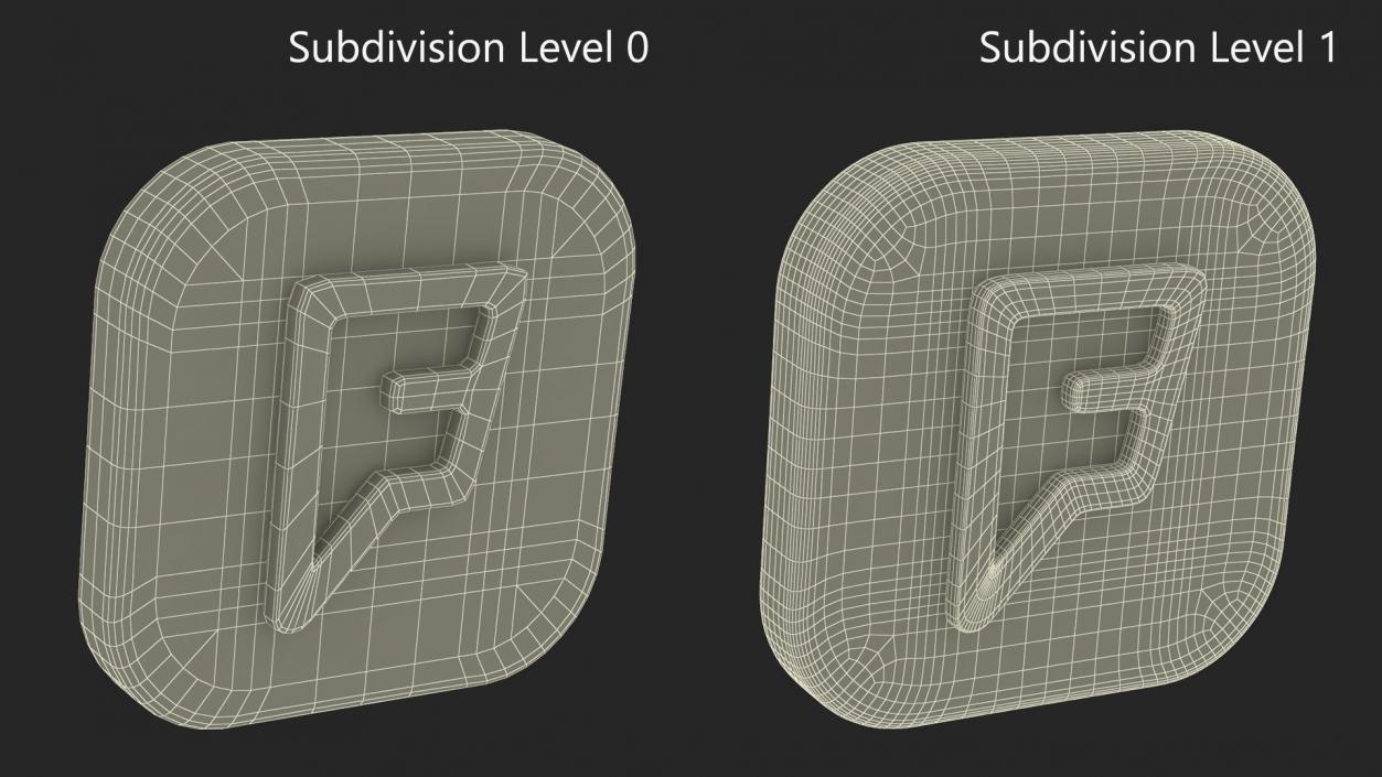 3D model Foursquare Social Media Icon 2