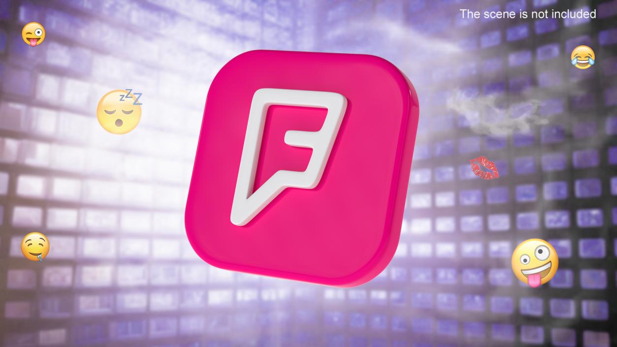 3D model Foursquare Social Media Icon 2