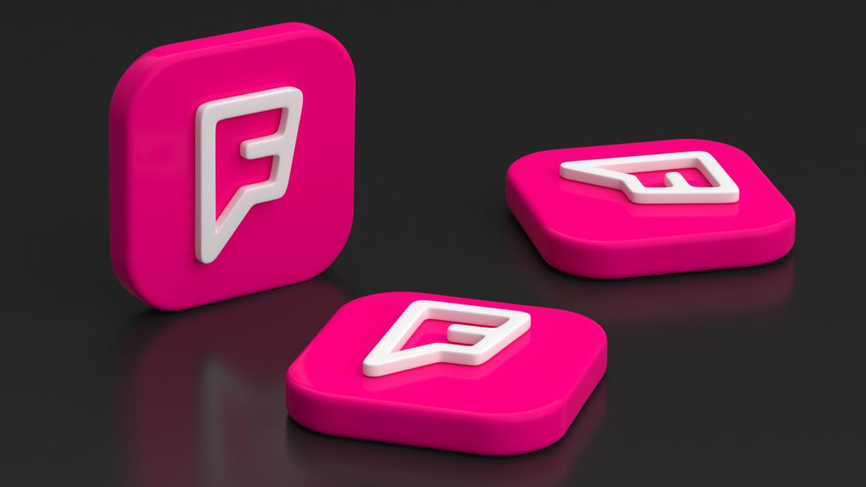 3D model Foursquare Social Media Icon 2