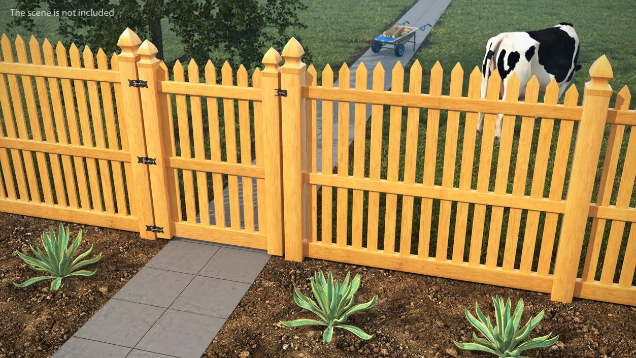 Traditional Fencing Palisade Pointed Pales 3D