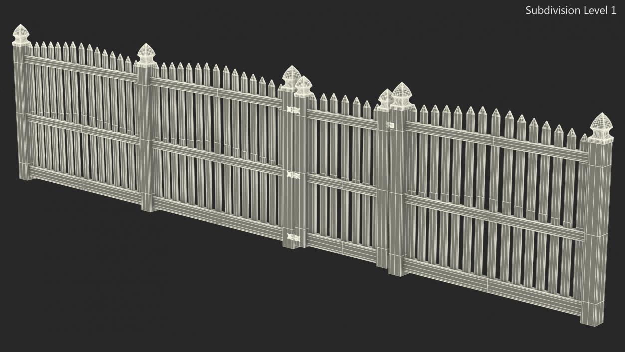 Traditional Fencing Palisade Pointed Pales 3D