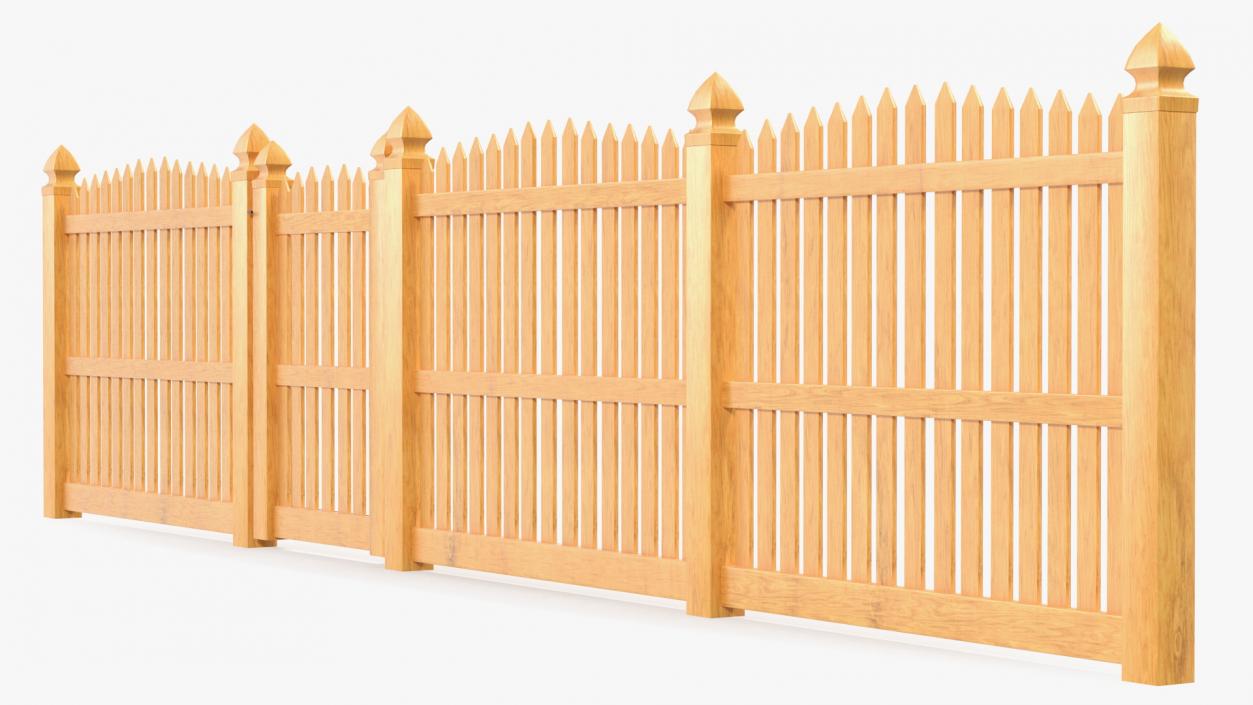 Traditional Fencing Palisade Pointed Pales 3D