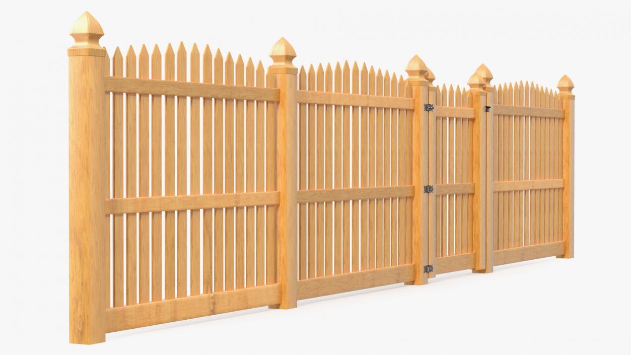 Traditional Fencing Palisade Pointed Pales 3D