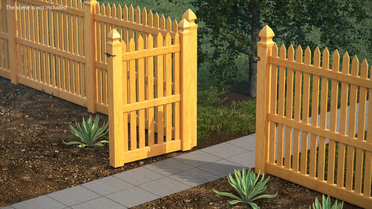 Traditional Fencing Palisade Pointed Pales 3D