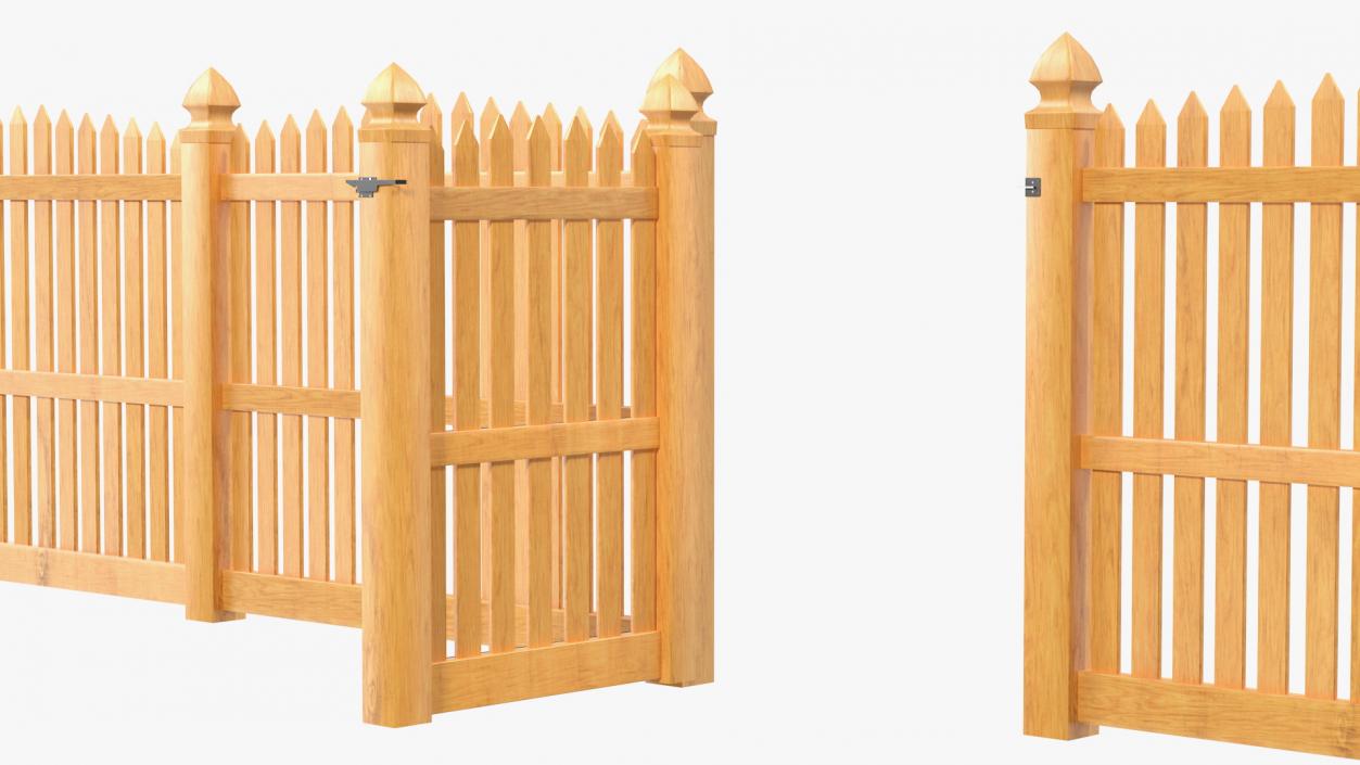 Traditional Fencing Palisade Pointed Pales 3D