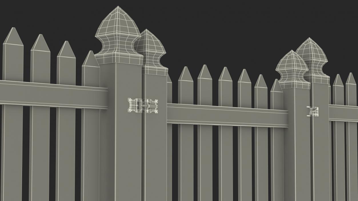 Traditional Fencing Palisade Pointed Pales 3D