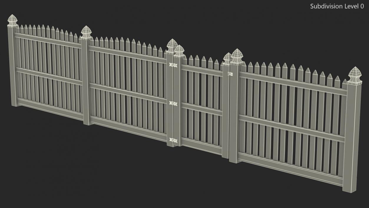 Traditional Fencing Palisade Pointed Pales 3D