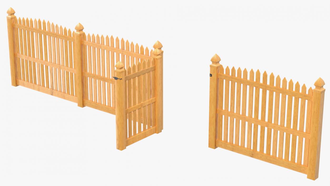 Traditional Fencing Palisade Pointed Pales 3D